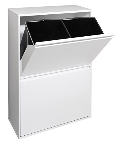 Arregui Basic CR601-B Cubo de Basura y Reciclaje de Acero con 4 Cubos, Metal, Blanco, 90,5 x 58,5 x 24,5 cm