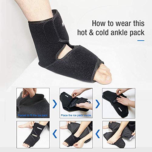 ARRIS Paquete de hielo de tobillo con 2 paquetes de hielo de gel para lesiones de pies y tobillo, alivio del dolor de tobillos esguinces, fascitis plantar, bursitis y pies doloridos reutilizables