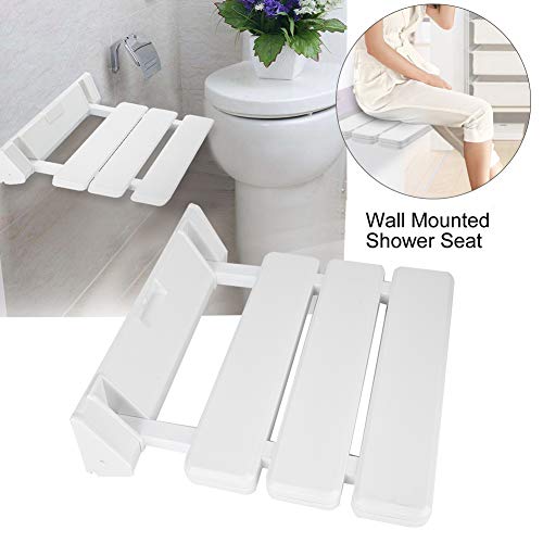 Asiento de ducha de hoja abatible montado en la pared Banco de baño plegable Asiento de baño portátil para uso doméstico en la sala de sauna Blanco para niños mayores y personas con movilidad limitada