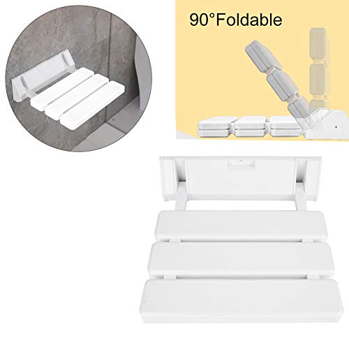 Asiento de ducha de hoja abatible montado en la pared Banco de baño plegable Asiento de baño portátil para uso doméstico en la sala de sauna Blanco para niños mayores y personas con movilidad limitada