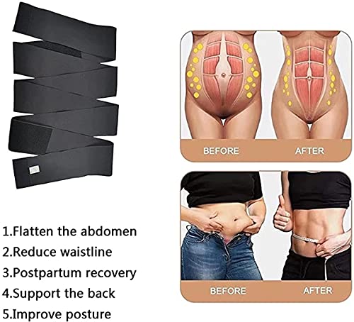 ASKSA Tiktok - Banda abdominal para mujer, para después del parto, Negro-4 m., Talla única