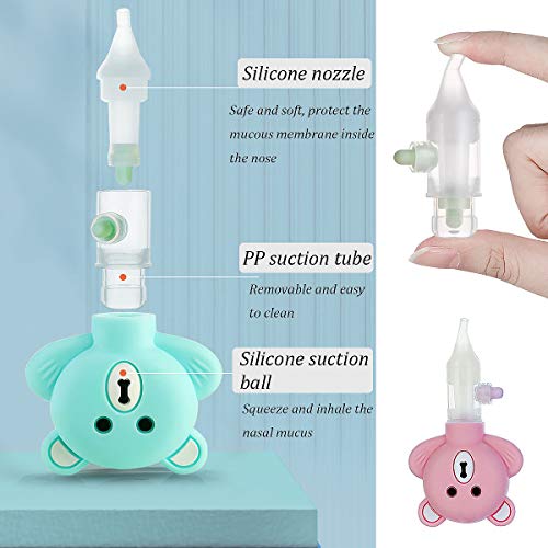 Aspirador Nasal Bebes, Senteen 2pcs Limpiador De Nariz Silicona Limpiador Nasal Niños Reutilizable Dispositivo Nasal Portátil Aspirador Mucosidad Nasal, Protección Antirreflujo Alivia La Mucosidad