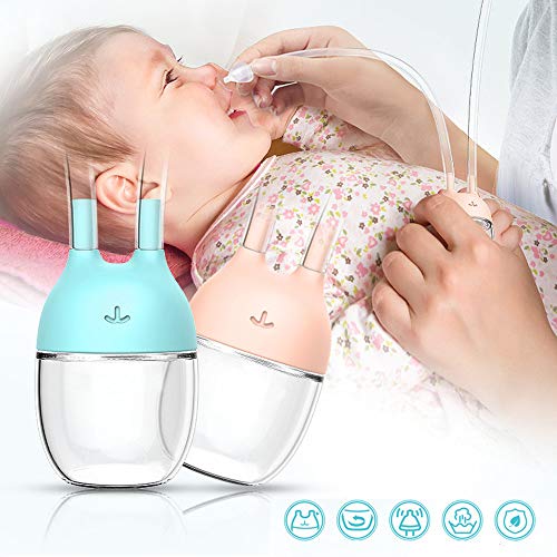 Aspirador nasal para bebé, limpiador de nariz, removedor de mocos nasales para bebés recién nacidos, aspirador de mucosidad limpiable y reutilizable y jeringa de bulbo nasal (Nasal aspirator2.0 BLUE)