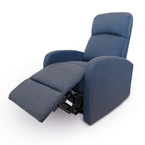 Astan Hogar AH-AR30610DN Premium Plus-Sillón Relax con Reclinación Manual, Tapizado en Tela, Azul Denim,