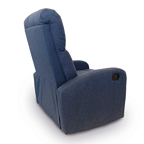 Astan Hogar AH-AR30610DN Premium Plus-Sillón Relax con Reclinación Manual, Tapizado en Tela, Azul Denim,