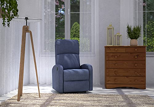 Astan Hogar AH-AR30610DN Premium Plus-Sillón Relax con Reclinación Manual, Tapizado en Tela, Azul Denim,