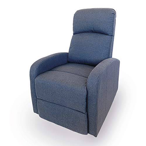 Astan Hogar AH-AR30610DN Premium Plus-Sillón Relax con Reclinación Manual, Tapizado en Tela, Azul Denim,