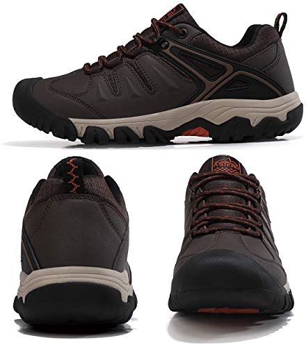 ASTERO Zapatillas Senderismo Hombre Zapatos Trekking Antideslizantes Bajos Botas de Montaña AL Aire Libre Sneakers Transpirable Tamaño 41-46（MARRÓN Oscuro Numeric_42