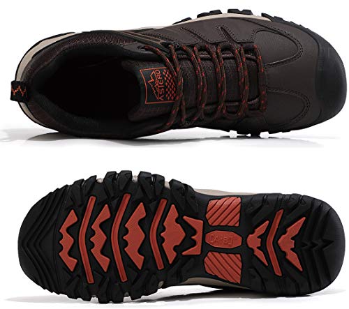 ASTERO Zapatillas Senderismo Hombre Zapatos Trekking Antideslizantes Bajos Botas de Montaña AL Aire Libre Sneakers Transpirable Tamaño 41-46（MARRÓN Oscuro Numeric_42