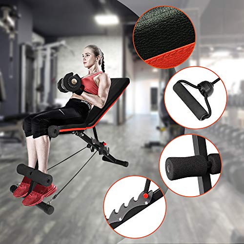 ATIVAFIT Banco de pesas ajustable para entrenamiento de cuerpo completo, multiusos, banco de pesas plegable, banco plano para gimnasio en casa,Banco inclinable/declive Plegable