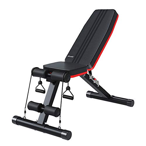 ATIVAFIT Banco de pesas ajustable para entrenamiento de cuerpo completo, multiusos, banco de pesas plegable, banco plano para gimnasio en casa,Banco inclinable/declive Plegable