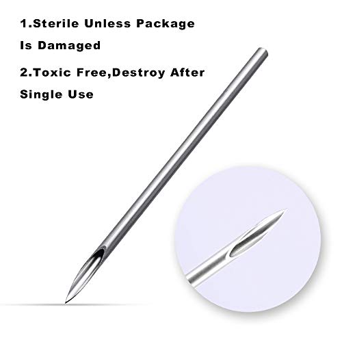 ATOMUS Body Piercing Needles 14G 16G Stainless Steel Sterile Disposable Ear Nose Navel Nipple Lip Piercing Needles(10pcs 14G)