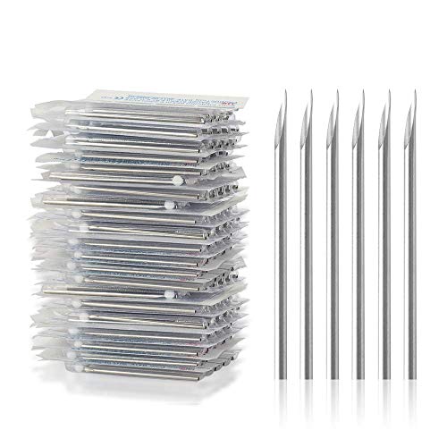 ATOMUS Body Piercing Needles 14G 16G Stainless Steel Sterile Disposable Ear Nose Navel Nipple Lip Piercing Needles(10pcs 14G)