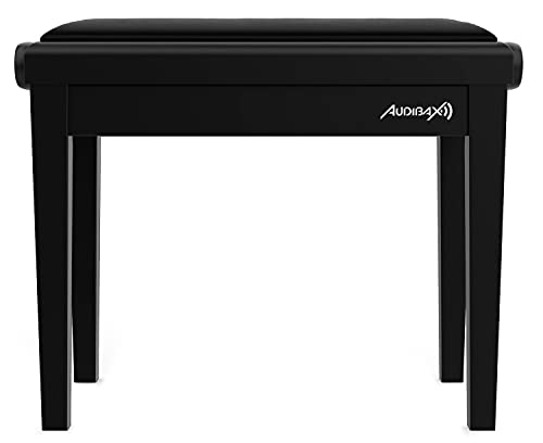 Audibax - KB600 - Banqueta para Piano - ‎Negro - 56.5 x 55.5 x 33.5 cm - Banco Ajustable - Acolchado y Regulable en Altura - Acabados en Mate - Diseño Clásico - Madera y Terciopelo Negro