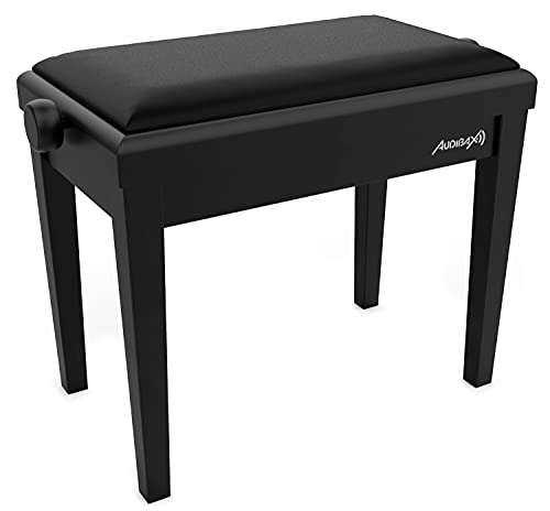 Audibax - KB600 - Banqueta para Piano - ‎Negro - 56.5 x 55.5 x 33.5 cm - Banco Ajustable - Acolchado y Regulable en Altura - Acabados en Mate - Diseño Clásico - Madera y Terciopelo Negro