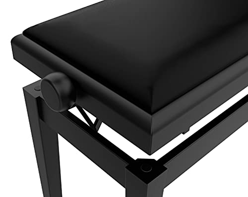 Audibax - KB600 - Banqueta para Piano - ‎Negro - 56.5 x 55.5 x 33.5 cm - Banco Ajustable - Acolchado y Regulable en Altura - Acabados en Mate - Diseño Clásico - Madera y Terciopelo Negro