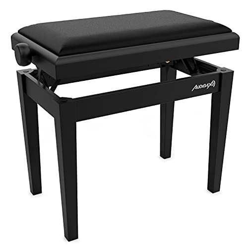 Audibax - KB600 - Banqueta para Piano - ‎Negro - 56.5 x 55.5 x 33.5 cm - Banco Ajustable - Acolchado y Regulable en Altura - Acabados en Mate - Diseño Clásico - Madera y Terciopelo Negro