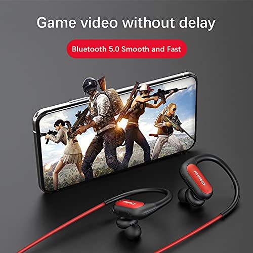 Auriculares inalámbricos, banda para el cuello, auriculares Bluetooth IPX8, impermeables, con cancelación de ruido, auriculares deportivos para correr, ciclismo, gimnasio, agua de buceo (rojo)