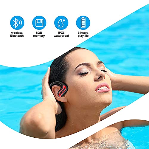 Auriculares inalámbricos, banda para el cuello, auriculares Bluetooth IPX8, impermeables, con cancelación de ruido, auriculares deportivos para correr, ciclismo, gimnasio, agua de buceo (rojo)