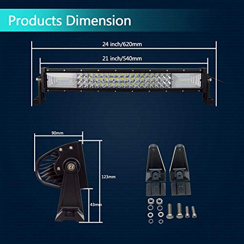 AUXTINGS Barra de luz LED de triple fila curvada de 22 pulgadas 270 W para luces de trabajo haz de inundación con kit de arnés de,12V 24V impermeable IP67