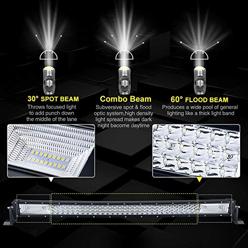 AUXTINGS Barra de luz LED de triple fila curvada de 22 pulgadas 270 W para luces de trabajo haz de inundación con kit de arnés de,12V 24V impermeable IP67