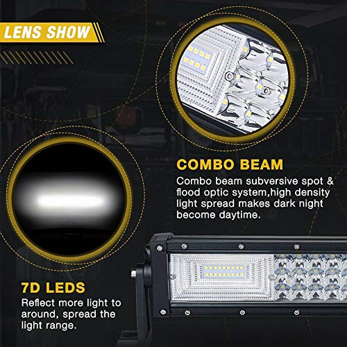 AUXTINGS Barra de luz LED de triple fila curvada de 22 pulgadas 270 W para luces de trabajo haz de inundación con kit de arnés de,12V 24V impermeable IP67