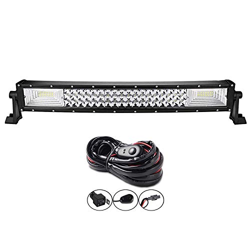 AUXTINGS Barra de luz LED de triple fila curvada de 22 pulgadas 270 W para luces de trabajo haz de inundación con kit de arnés de,12V 24V impermeable IP67