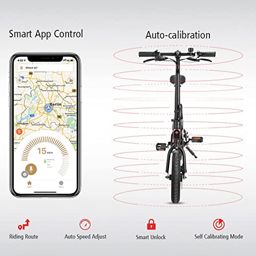 AWJ Bicicleta eléctrica Plegable para Adultos, Bicicleta eléctrica Ligera, neumático Gordo, 400 W, 48 V, Bicicleta eléctrica Plegable, Scooter eléctrico