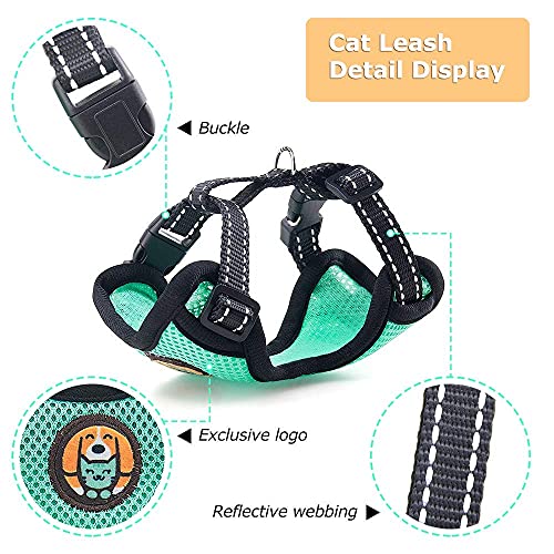 AWOOF Arnés para Gato y Correa a Prueba de Escape, Chaqueta Ajustable para Caminar con Gatito Cat Kitten con Anillo de Correa de Metal, Chaleco Suave y Transpirable para Mascotas pequeñas