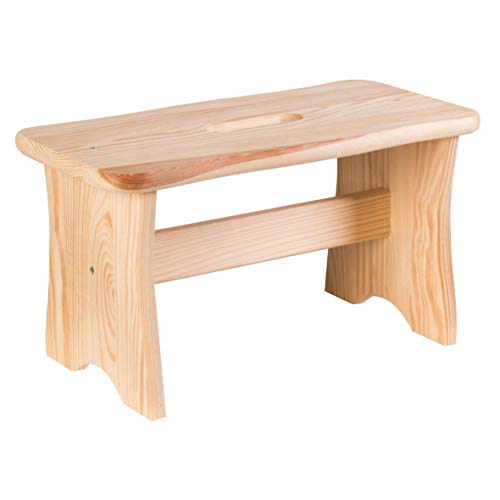 axentia de Madera Taburete de Paso - 100% Certificado FSC Madera de Pino, rústico Vintage Taburete de Paso para Adultos y niños - Madera Reposapiés 40 X 20 X 22 cm