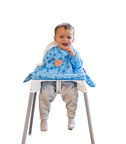 Babero-bata Cover & Catch de Tidy Tot adherible a tronas ¡SIN DEJAR HUECOS! De manga larga e impermeable, sin desperdicio para la práctica del baby led weaning BLW