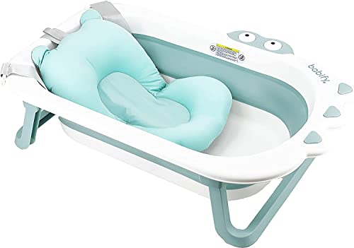 Babify Shower Bañera Plegable de Bebe - Cojin Incluido - Plegado ultra compacto - Antideslizante - Color Menta - Nuevo Modelo