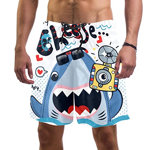 Bañador para Hombre Cámara De Tiburón Trajes De Baño Secado Rápido Bañadores De Natación Impresión Swim Trunks Short De Playa para Piscina Surf Playa XXL