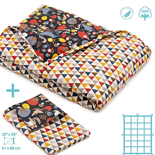 BANBALOO- Manta pesada reversible para niños y adolescentes. Kit Manta ponderada adaptable al cuerpo y funda de almohada/Cubierta lavable opcional. Edredón de gravedad sensorial para mejorar el sueño.