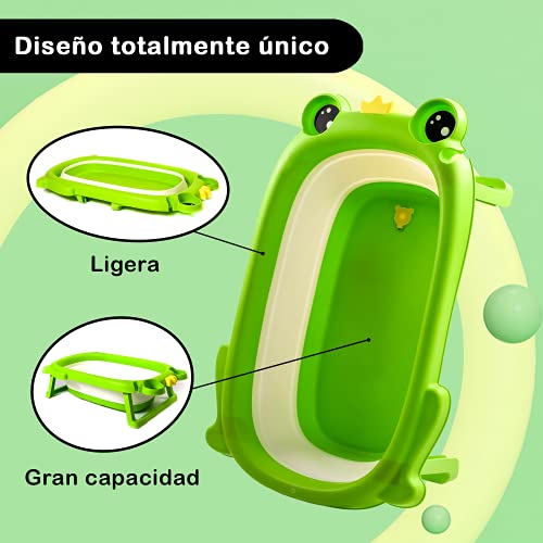 Bañera Bebe Plegable con Cojin para Bañera Bebe Adaptable y Gorro de Ducha para Bebe | Bañera Plegable Bebe Antideslizante con Patas.