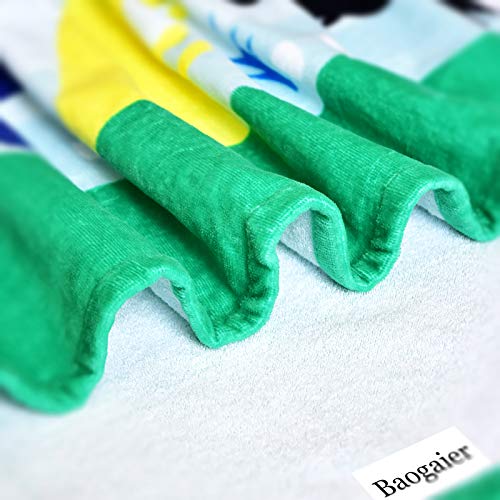 Baogaier Toalla de Playa, Toalla de Baño Personalizada Dinosaurio Verde, 80 x 160cm Algdón Grande Toalla de Deportes Manta de Playa para Infantil Niños Adultos Natacion Surf Regalo Vacaciones e Viajar