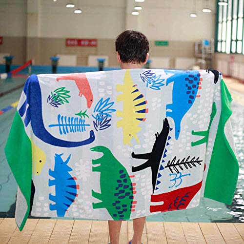 Baogaier Toalla de Playa, Toalla de Baño Personalizada Dinosaurio Verde, 80 x 160cm Algdón Grande Toalla de Deportes Manta de Playa para Infantil Niños Adultos Natacion Surf Regalo Vacaciones e Viajar