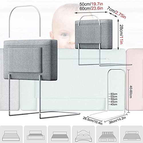 Barandilla Cama niño Portátil Barrera de Cama Elevación Vertical Tubo de Acero Ajustable de 40-60cm con Cubierta hipoalergénica y Lavable, para Camas de Matrimonio