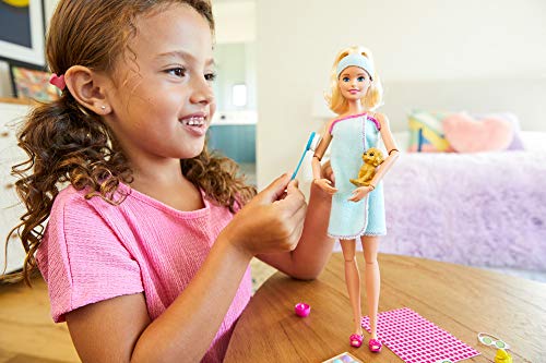 Barbie bienestar día en el Spa, muñeca rubia con accesorios, regalo para niñas y niños 3-9 años (Mattel GJG55) , color/modelo surtido