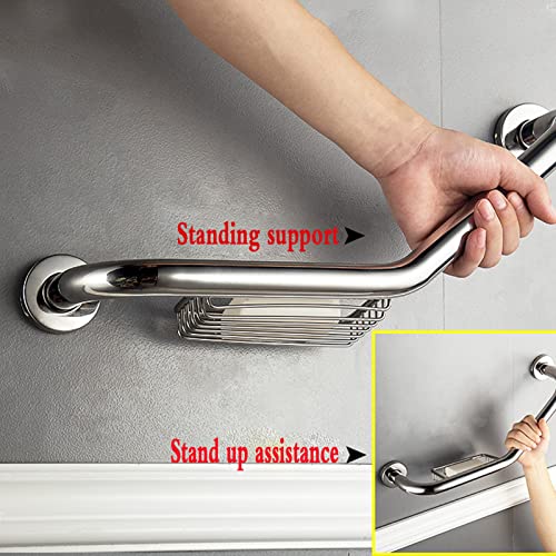 Barra Agarre Para BañO Acero Inoxidable,Antideslizante Ducha Agarre De Pared Manija,Barra De Agarre Para el Inodoro,Asidero De Seguridad, Con Jabonera,Asidero Para Bañera (46cm/18.1in)