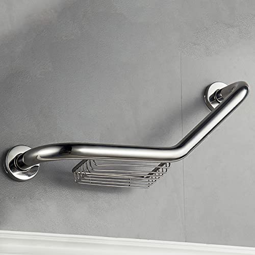 Barra Agarre Para BañO Acero Inoxidable,Antideslizante Ducha Agarre De Pared Manija,Barra De Agarre Para el Inodoro,Asidero De Seguridad, Con Jabonera,Asidero Para Bañera (46cm/18.1in)