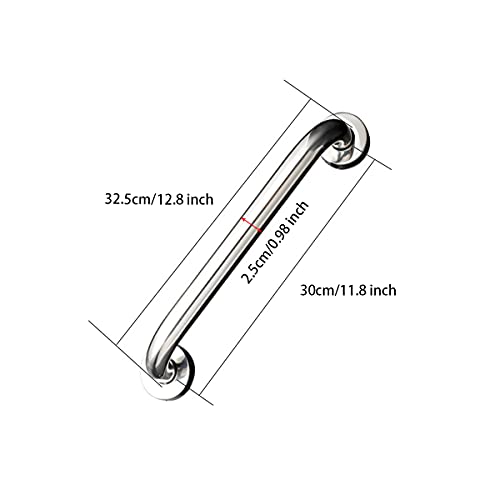 Barra de agarre para baño, 2 piezas mango de seguridad de ducha de acero inoxidable, ayuda de seguridad móvil para niños, mujeres embarazadas, discapacitados, 12 pulgadas / 30 cm