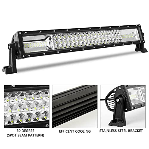 Barra de luces LED de trabajo Spot Flood Combo de 22 pulgadas para camión, coche, ATV, SUV, 4x4, camión, barco, lámpara de conducción y kit de cableado (22 pulgadas)