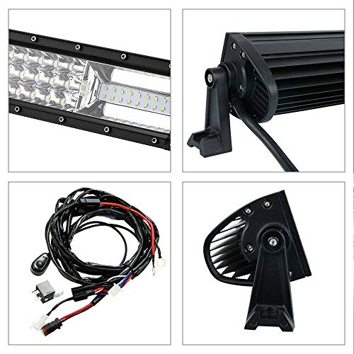 Barra de luces LED de trabajo Spot Flood Combo de 22 pulgadas para camión, coche, ATV, SUV, 4x4, camión, barco, lámpara de conducción y kit de cableado (22 pulgadas)