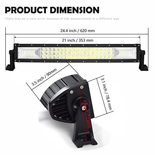 Barra de luces LED de trabajo Spot Flood Combo de 22 pulgadas para camión, coche, ATV, SUV, 4x4, camión, barco, lámpara de conducción y kit de cableado (22 pulgadas)