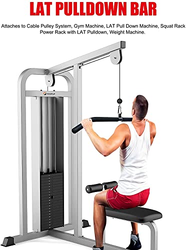 Barra de Tirar de Fitness LAT para Tríceps con Asas de Espuma, [48cm - 94cm] DIY Barra de Curva para Bíceps, Accesorio de Máquina de Cable para Levantamiento Profesional de Gimnasio en Casa (94cm)