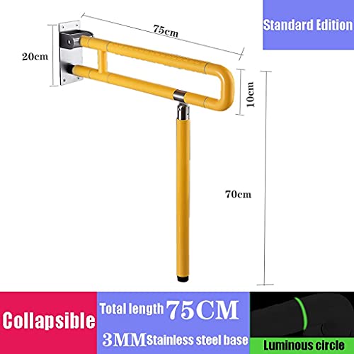 Barras de agarre para ducha Barra de agarre para inodoro Riel de agarre abatible plegable con pata Barandillas sin barreras de acero inoxidable Soporte de seguridad montado en la pared Empuñadura