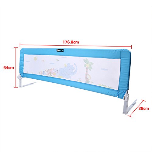 Barrera de seguridad / protección para cama infantil, desmontable, portátil, plegable y universal 180*64*34.5cm turquesa