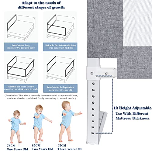 Barrera Seguridad Niños Cama 200 CM, HILEYOLLA Barandilla Cama Niño con de Elevación Vertical Barrera Cama Anticaída (1 Lado)