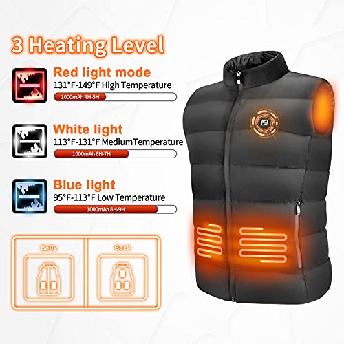 Barrjee Chaleco Calefactable Eléctrico USB para Hombres y Mujeres, Chaqueta Termica con 3 Temperatura Ajustable, Chaleco Calefactor Lavable para Camping Senderismo Esquí Moto (Batería No Incluida)